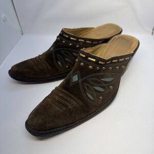 COLE HAAN SLIDES SUEDE SHOES SZ 8 B Mules Clogs Booties Western Leather VTG